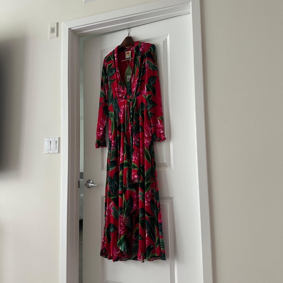 Farm Rio Red Dream Garden Long Sleeve Maxi Dress - Picture 6 of 9